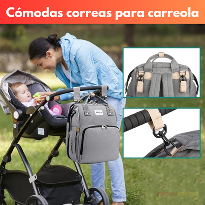 BebéTravel 3 en 1 - Mochila Pañalera Expandible con Cuna y Cambiador