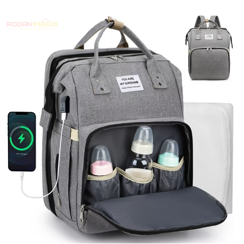 BebéTravel 3 en 1 - Mochila Pañalera Expandible con Cuna y Cambiador