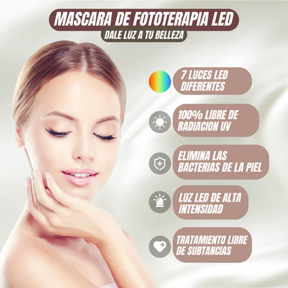 DermaLight 7 Pro™: Mascara de Fototerapia Led con 7 Frecuencias diferentes