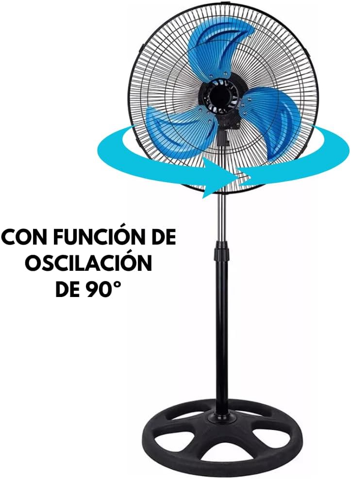 BreezeBoost StandFan™: Ventilador de Pedestal, Piso y Pared 3 en 1, Pedestal y Aspas de Metal, 18 Pulgadas