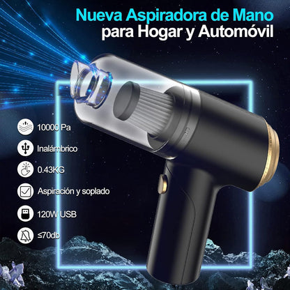 TurboSweep™: Aspirador de Coche de Alta Potencia 10KPA/120W, Aspirador Recargable Ligero e Inalámbrico, Filtro Lavable para Hogar, Oficina, Pelos Mascotas